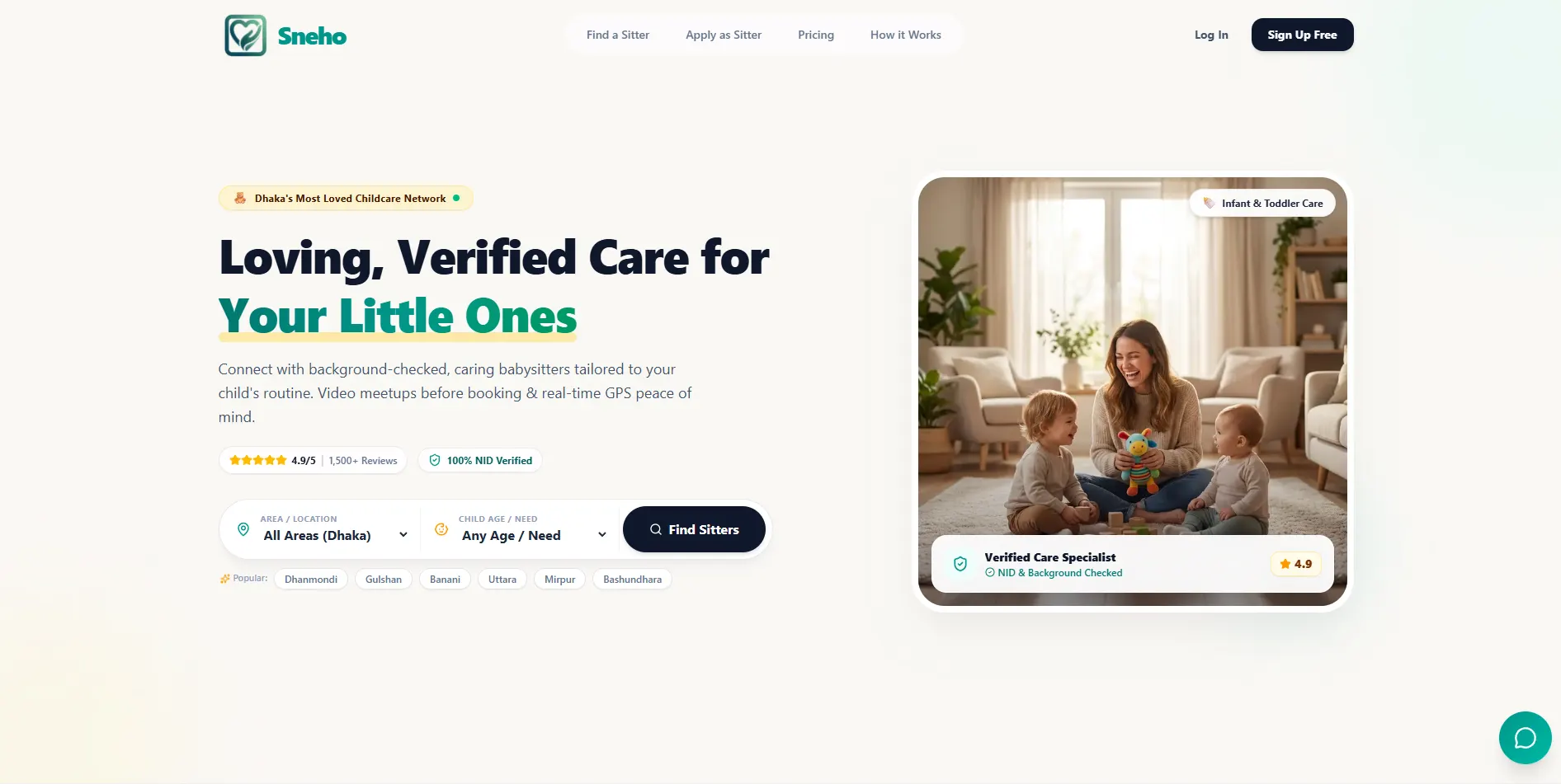 Sneho - Child Care Connect — case study by Rakib Hassan, Full-Stack Developer